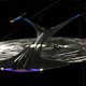 Doug Drexler’s render of the Enterprise-J for the 2005 Star Trek: Ships of the Line calendar.